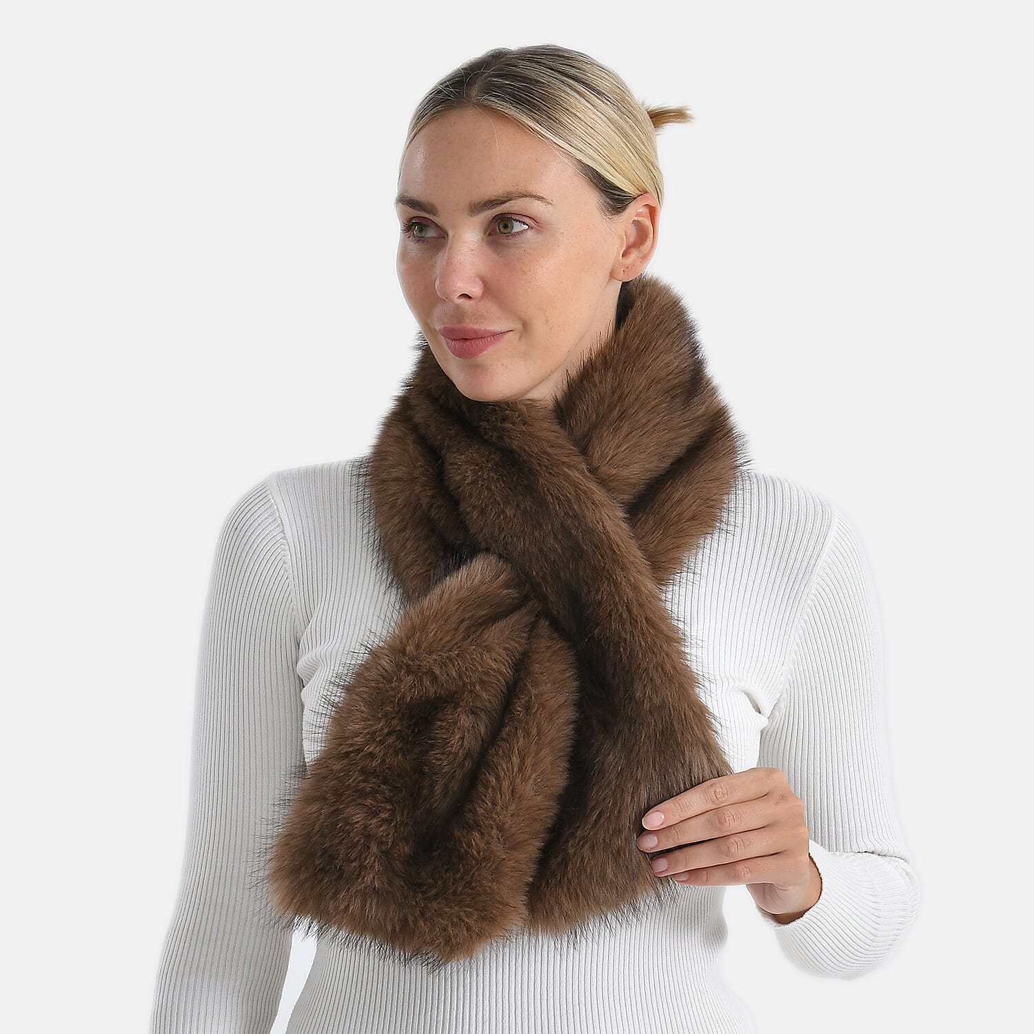 Styled By Faux fur Scarf (One Size)- Light Brown 8243389 2