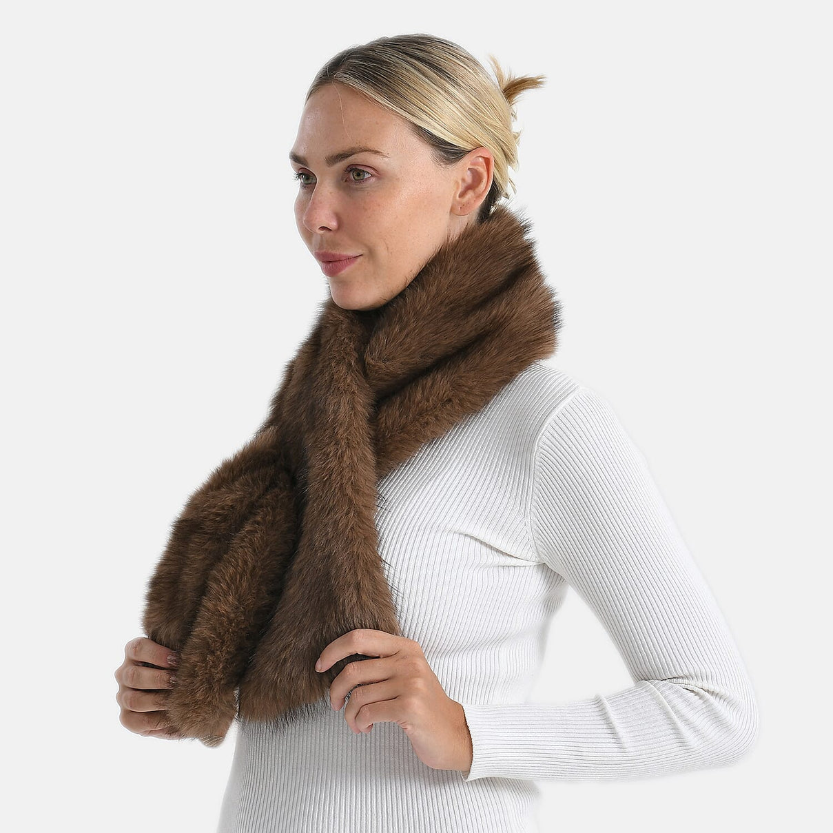 Styled By Faux fur Scarf (One Size)- Light Brown 8243389 3