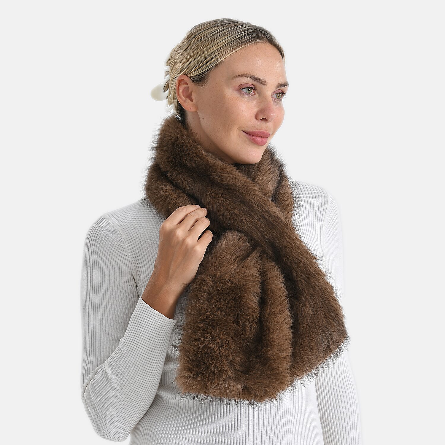 Styled By Faux fur Scarf (One Size)- Light Brown 8243389 4