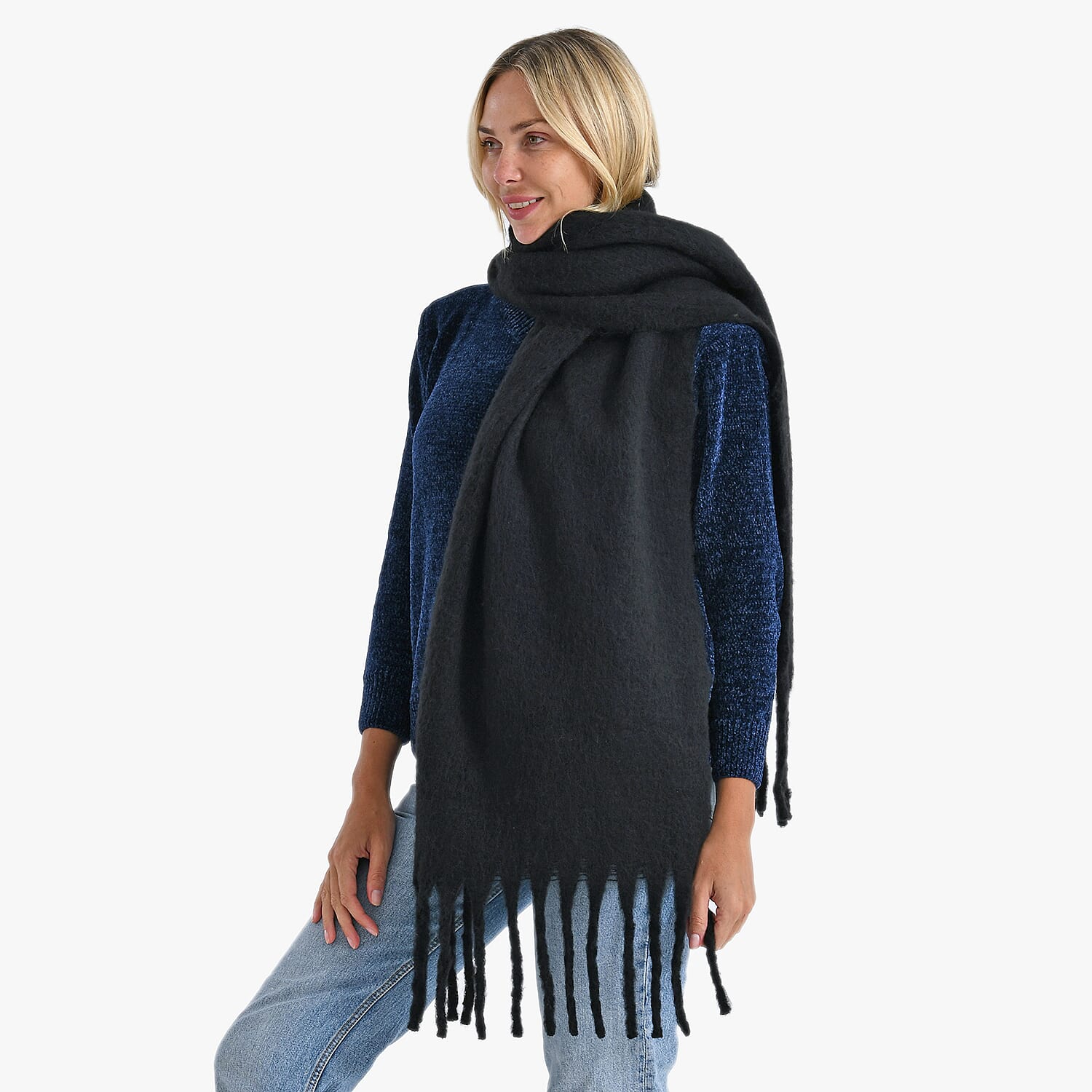 Styled By Soft Scarf with Fringes (180 x 35 Cm) - Black 8248205 4