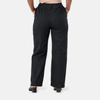 Styledby 100% Cotton Wide-Leg Denim Pants With Drawstring Waist (Size - S) - Black