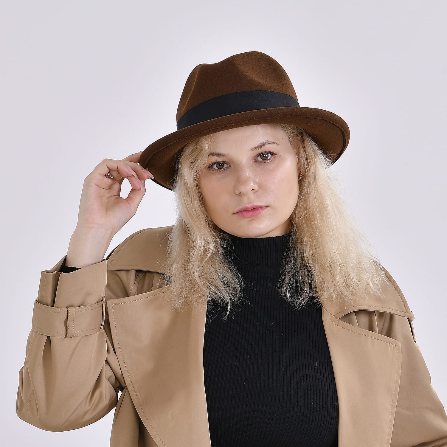 Stylish Trilby-Fedora Hat (One Size) - Brown 8229335 2