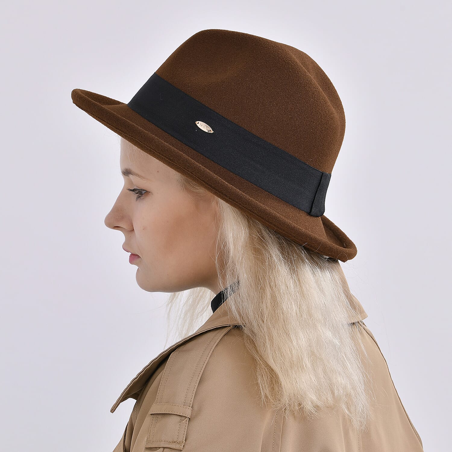 Stylish Trilby-Fedora Hat (One Size) - Brown 8229335 3