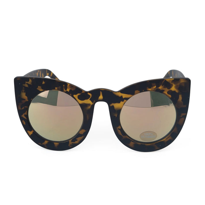 Stylish Demi Tortoiseshell Cat Eye Sunglasses with Mirror Lenses 8163688 1