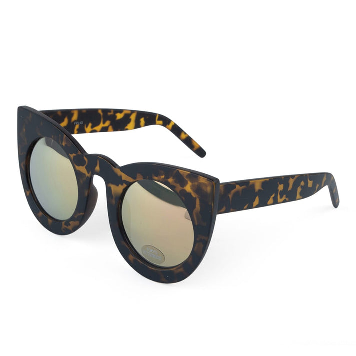 Stylish Demi Tortoiseshell Cat Eye Sunglasses with Mirror Lenses 8163688 2