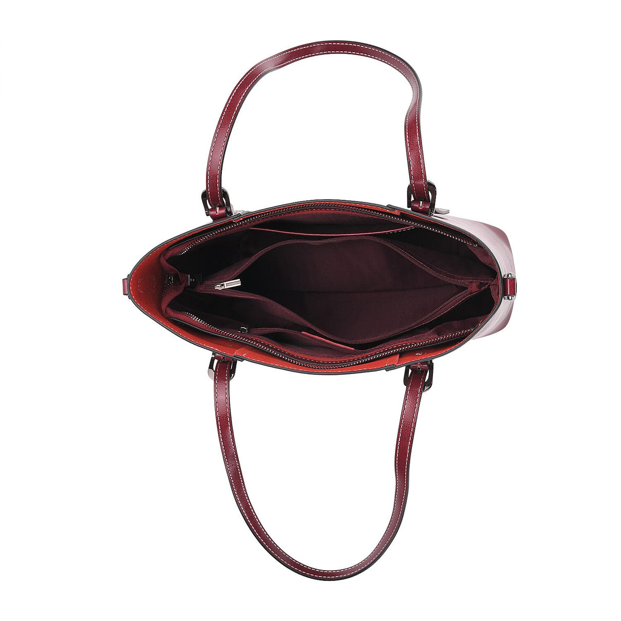 Stylish Genuine Leather Everyday Tote Bag With Adjustable Strap - Wine Red 8071175 4