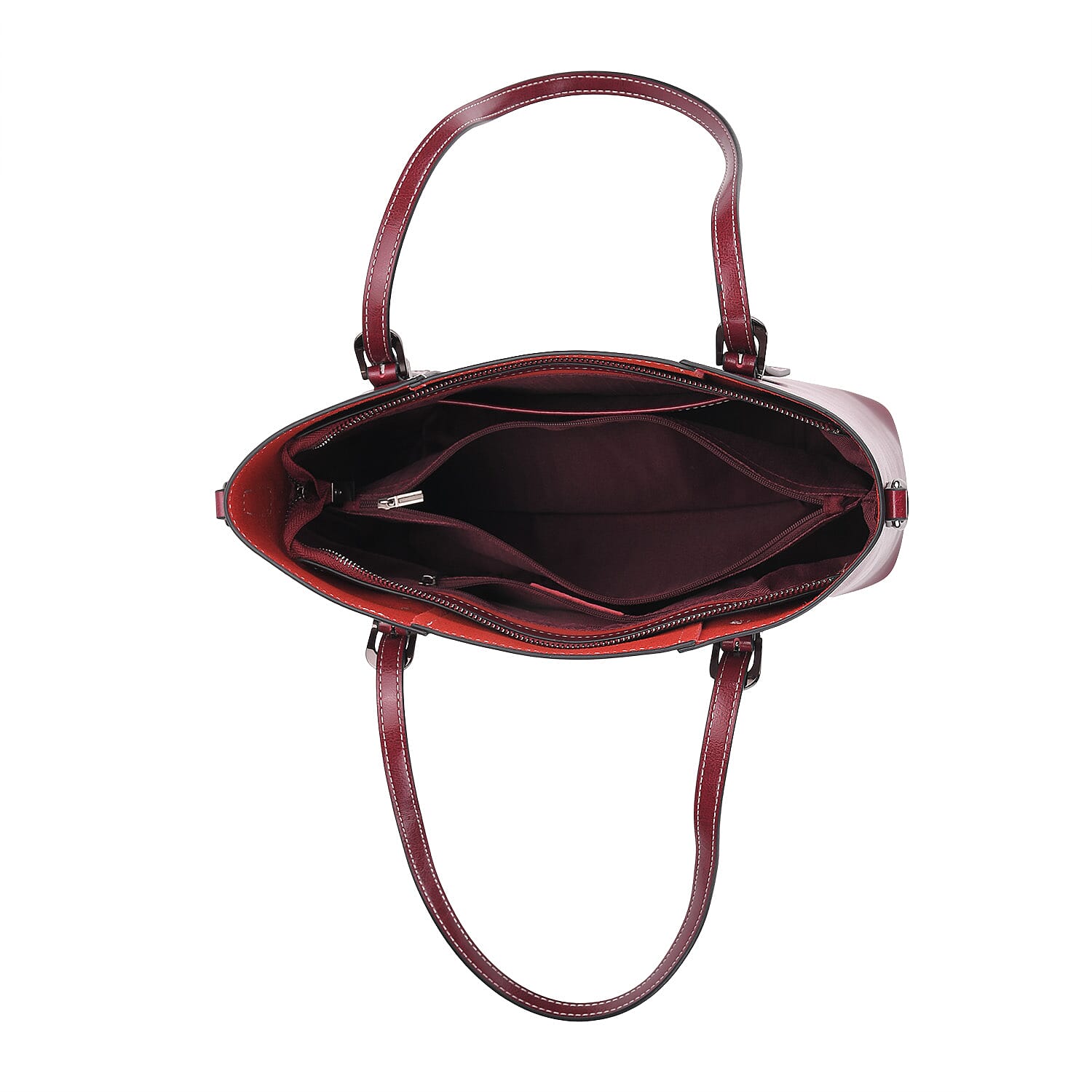Stylish Genuine Leather Everyday Tote Bag With Adjustable Strap - Wine Red 8071175 4