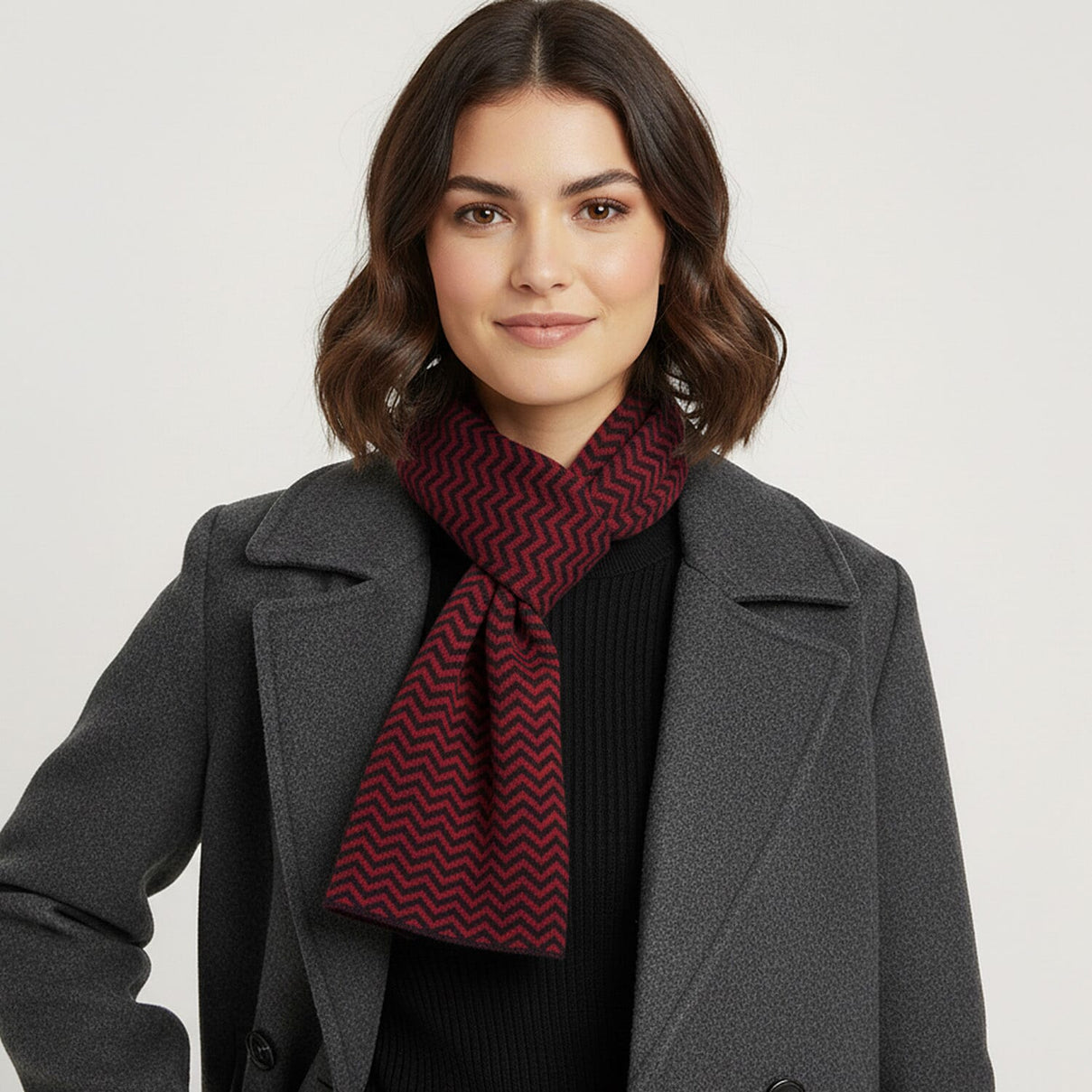 Stylish Knit Scarf &amp; Headband Set - Red &amp; Navy 8201213 1