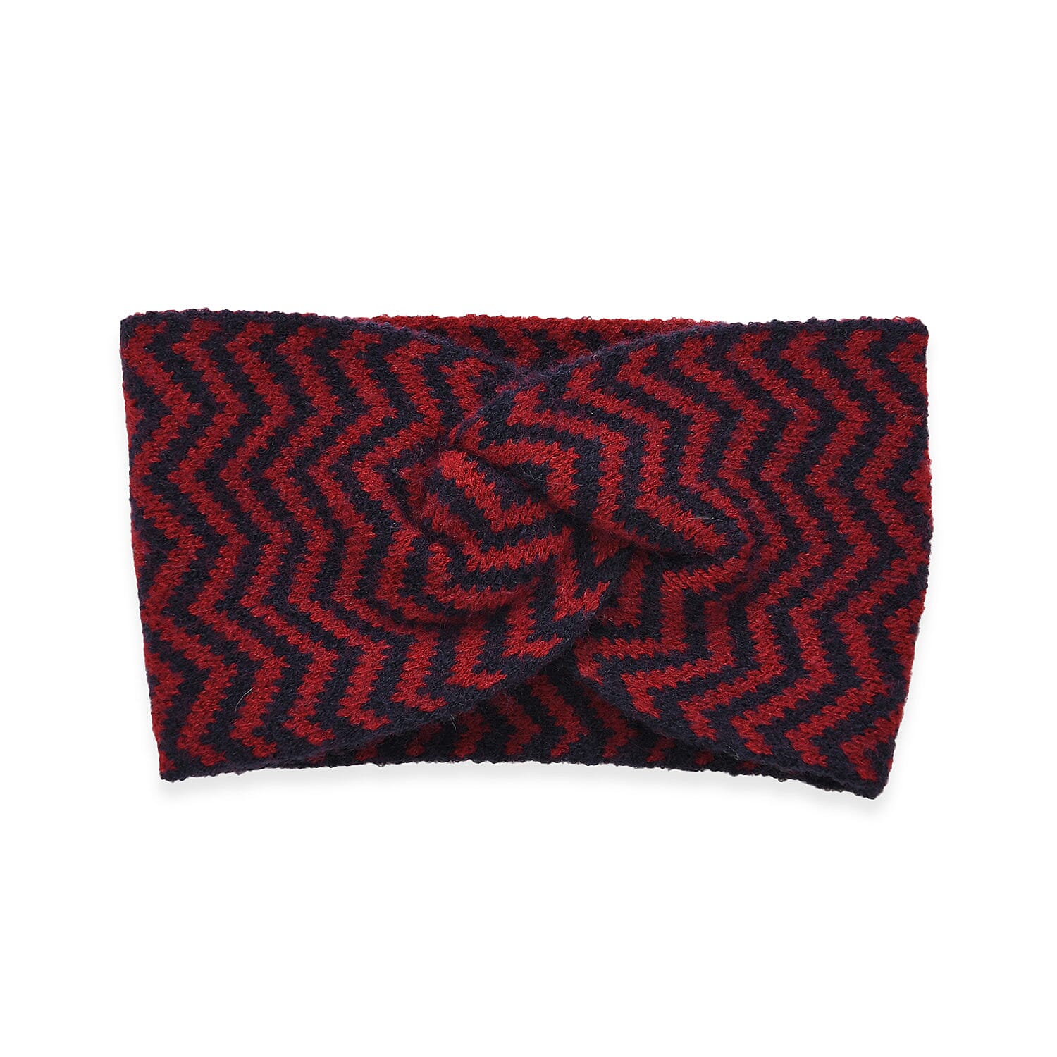 Stylish Knit Scarf &amp; Headband Set - Red &amp; Navy 8201213 4