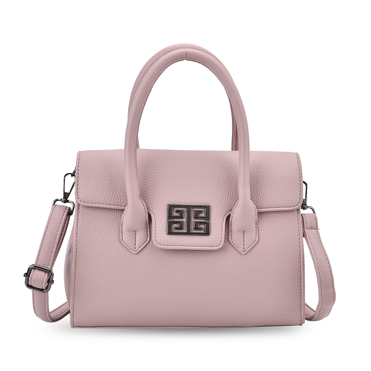 Stylish Rectangular Crossbody Bag with Top Handle - Light Mauve 8043371 0