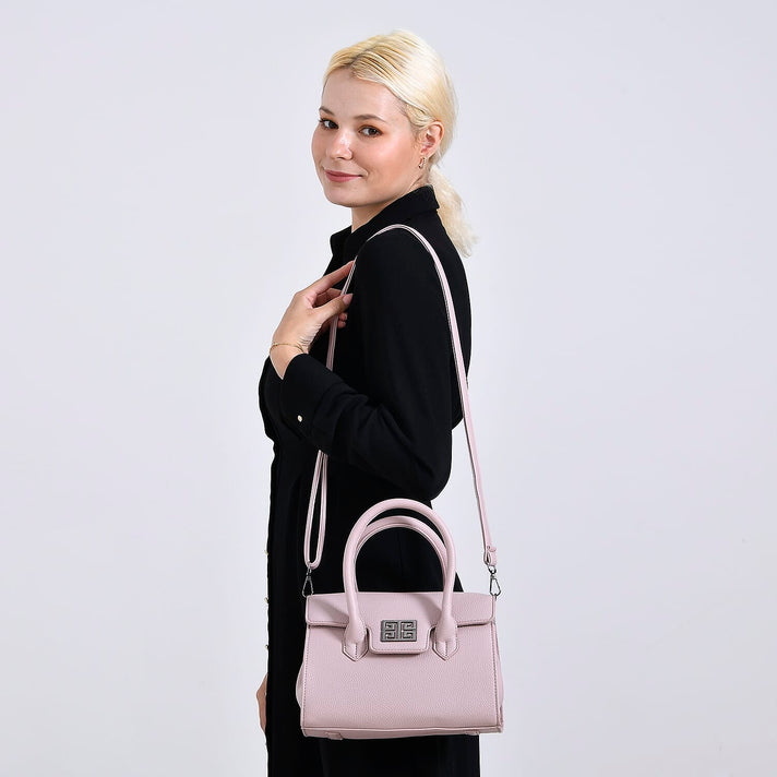Stylish Rectangular Crossbody Bag with Top Handle - Light Mauve 8043371 2