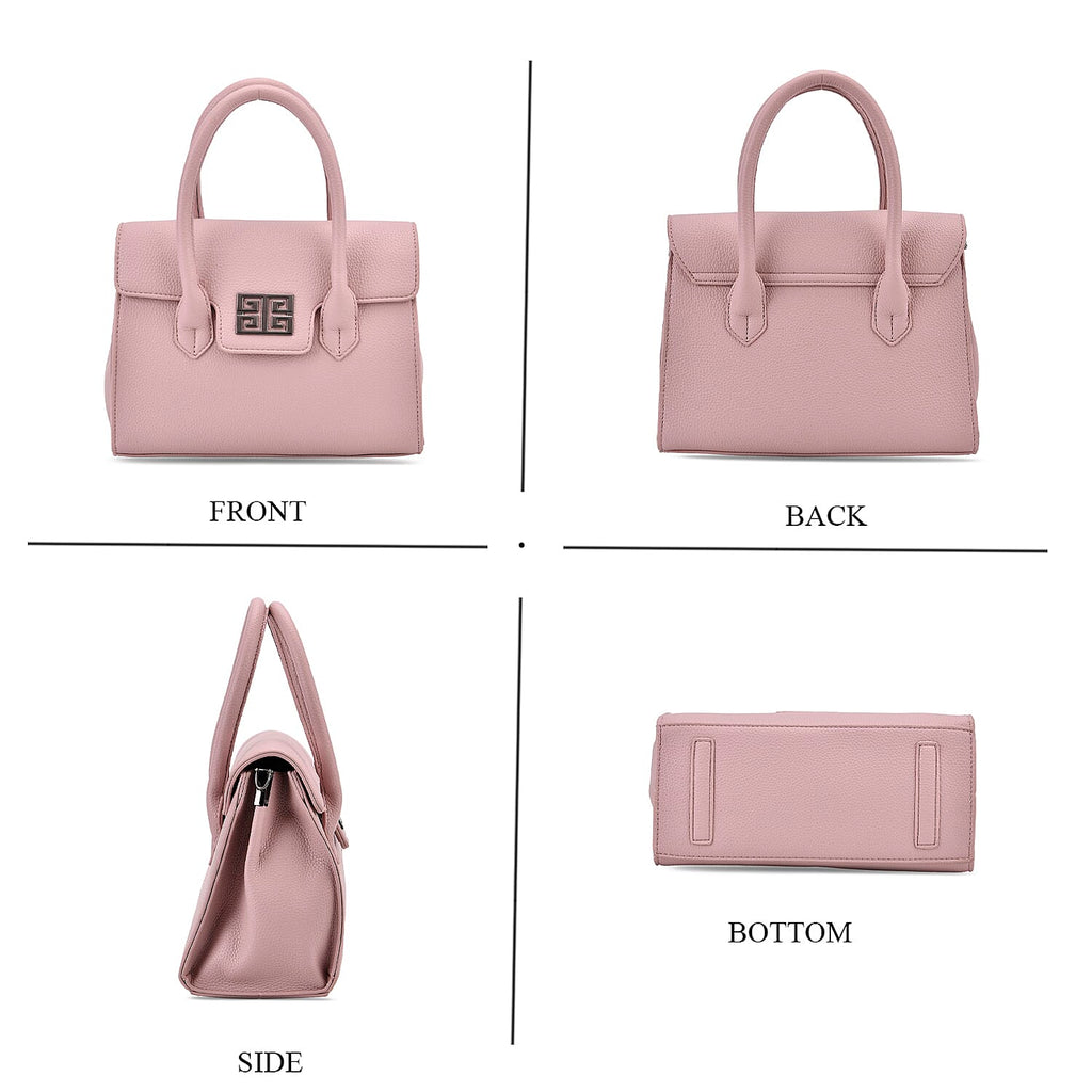 Stylish Rectangular Crossbody Bag with Top Handle - Light Mauve