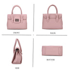 Stylish Rectangular Crossbody Bag with Top Handle - Light Mauve