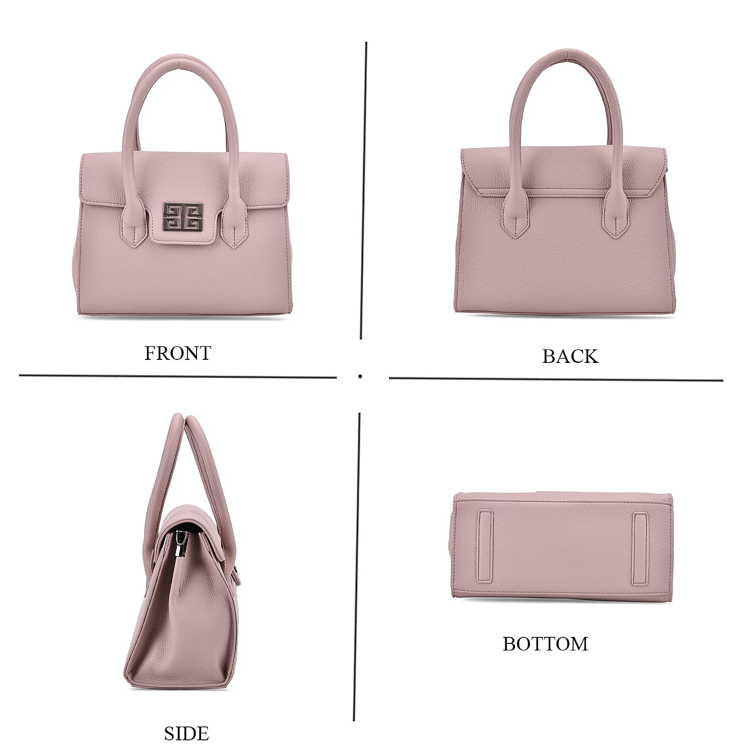 Stylish Rectangular Crossbody Bag with Top Handle - Light Mauve 8043371 4