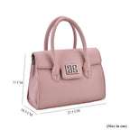 Stylish Rectangular Crossbody Bag with Top Handle - Light Mauve