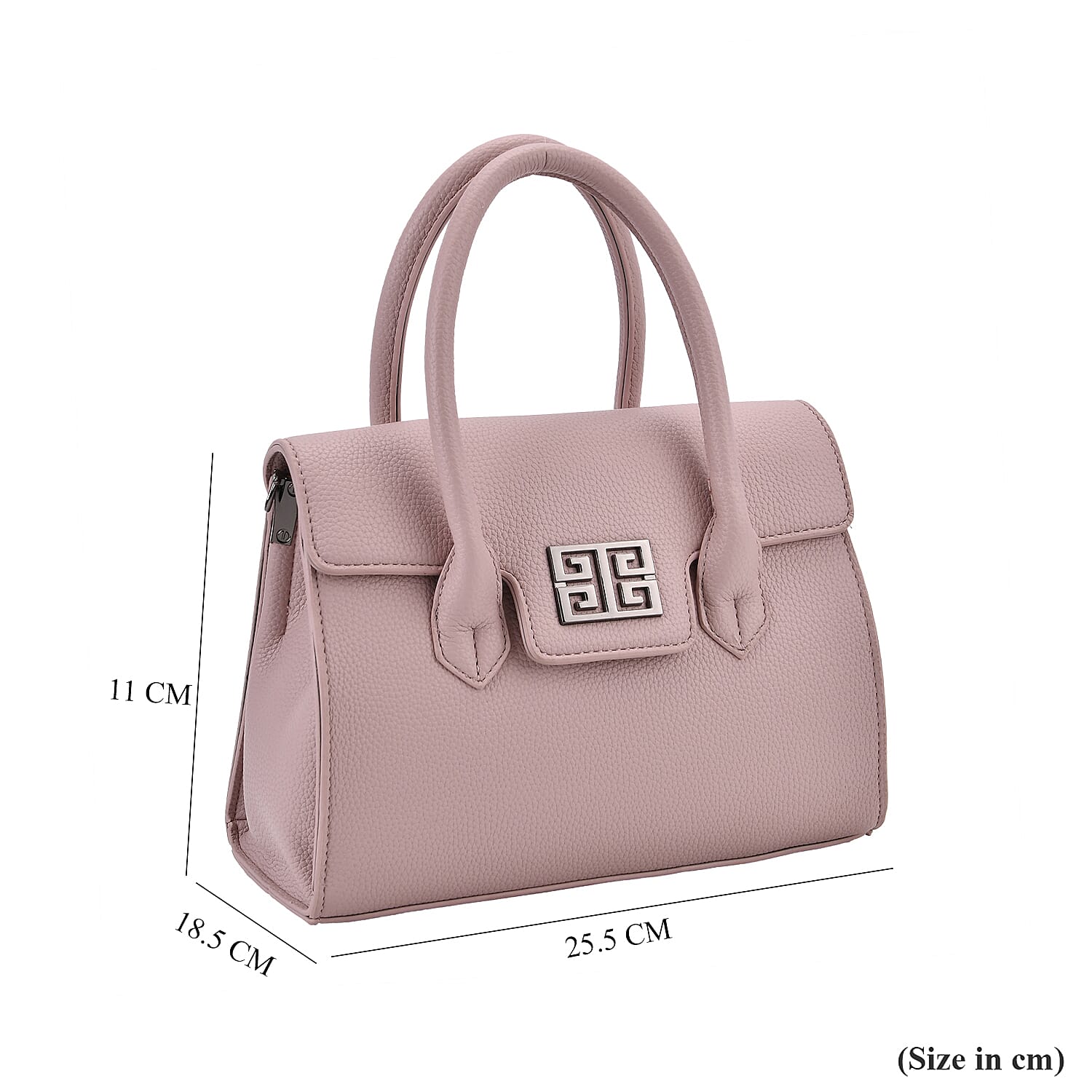 Stylish Rectangular Crossbody Bag with Top Handle - Light Mauve 8043371 7