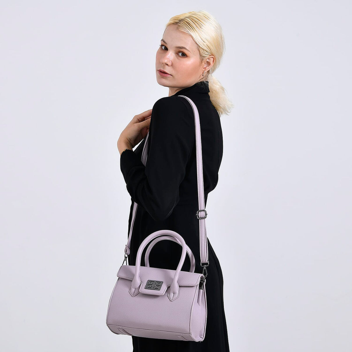 Stylish Purple Rectangular Crossbody Bag with Top Handle V32355054 2