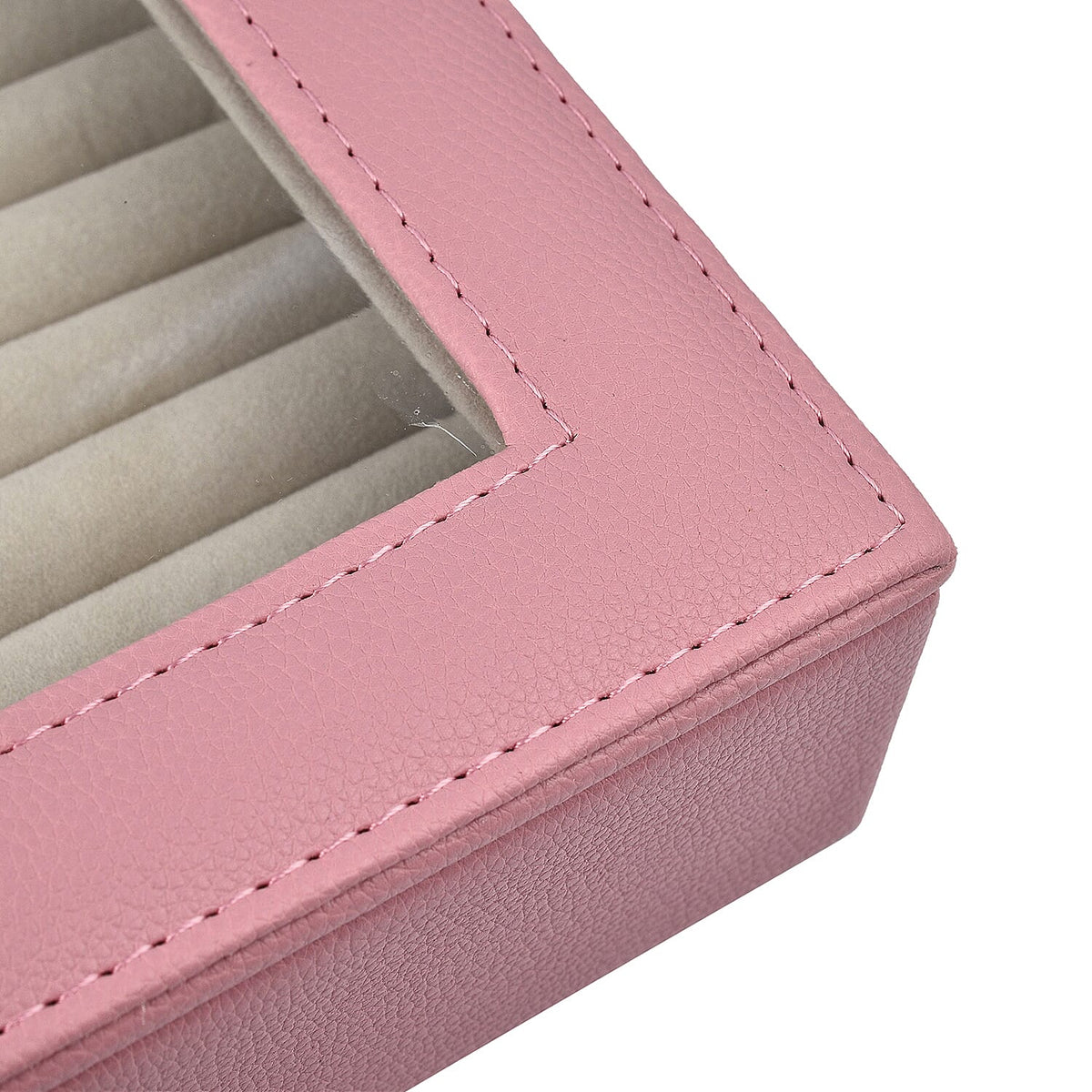 Stylish Ring Box With Glass Window &amp; Anti Tarnish Lining (Size 10x7x2 cm) - Blush (Can Hold 100Pcs Rings) 7564486 4