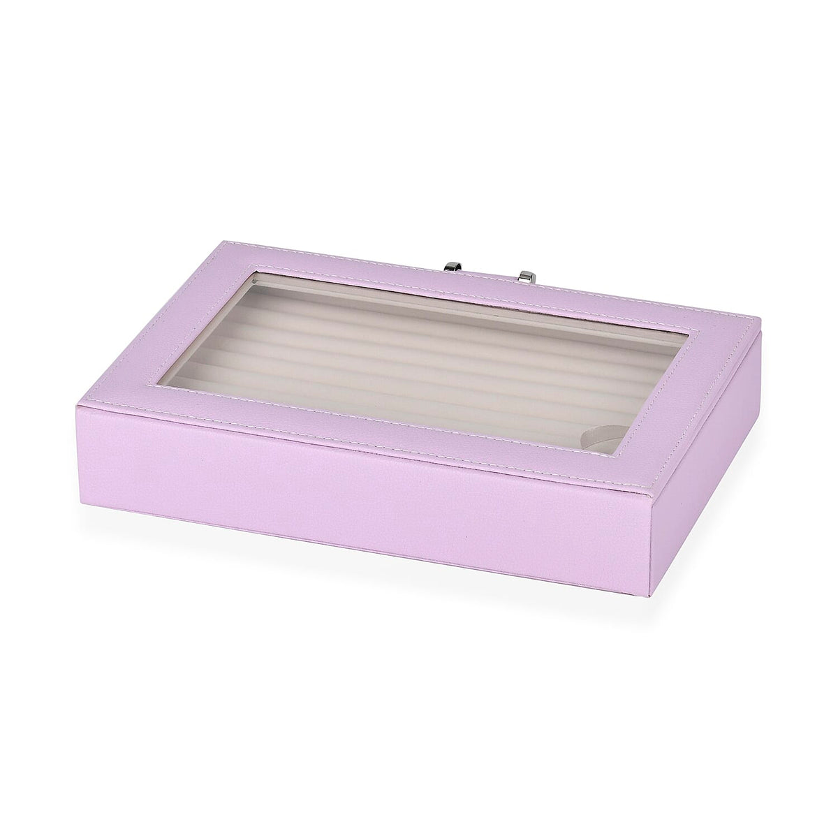 Purple Stylish Ring Box with Glass Display &amp; Anti-Tarnish Lining (Holds up to 100 Rings) â€“ 10x7x2 cm V32702137 4