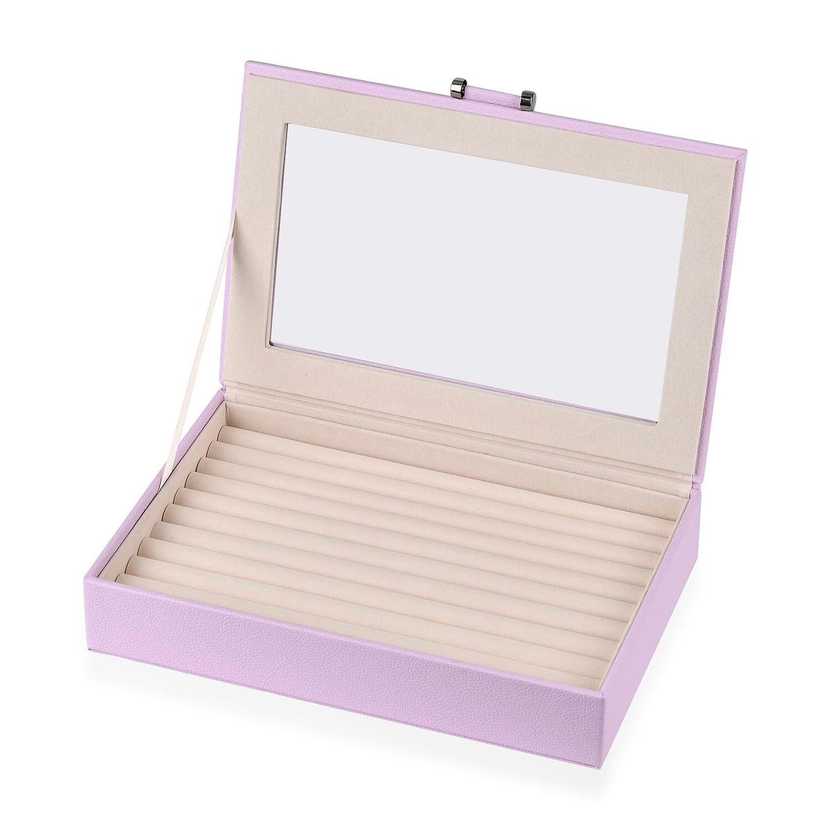 Purple Stylish Ring Box with Glass Display &amp; Anti-Tarnish Lining (Holds up to 100 Rings) â€“ 10x7x2 cm V32702137 5