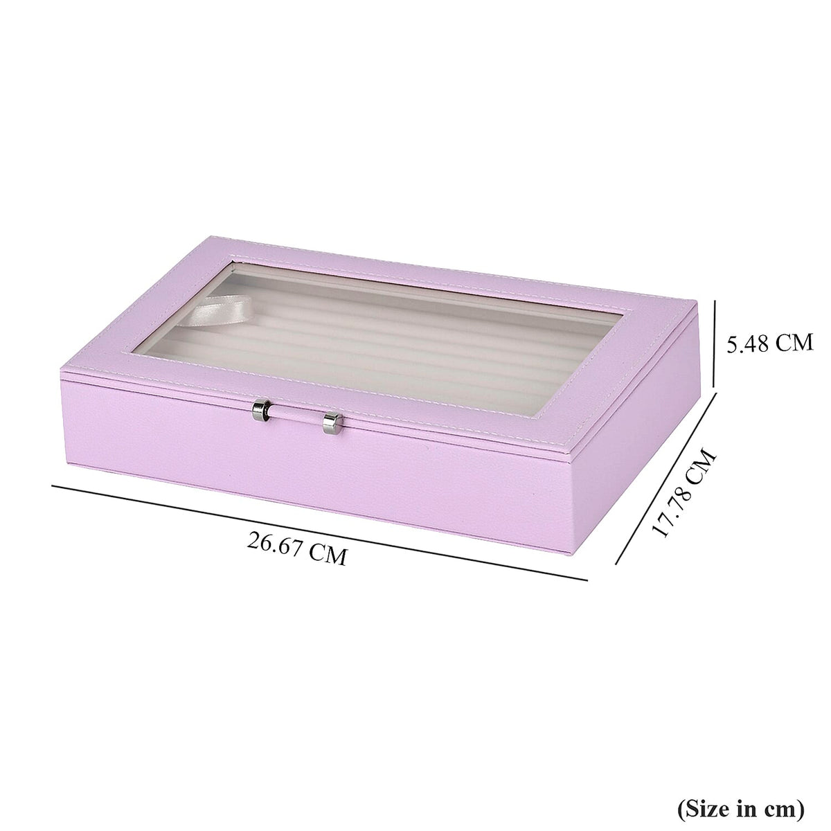 Purple Stylish Ring Box with Glass Display &amp; Anti-Tarnish Lining (Holds up to 100 Rings) â€“ 10x7x2 cm V32702137 7