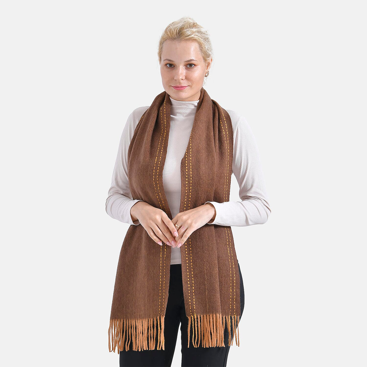 Stylish and Versatile Unisex 100% Wool Scarf - Brown 7853682 0