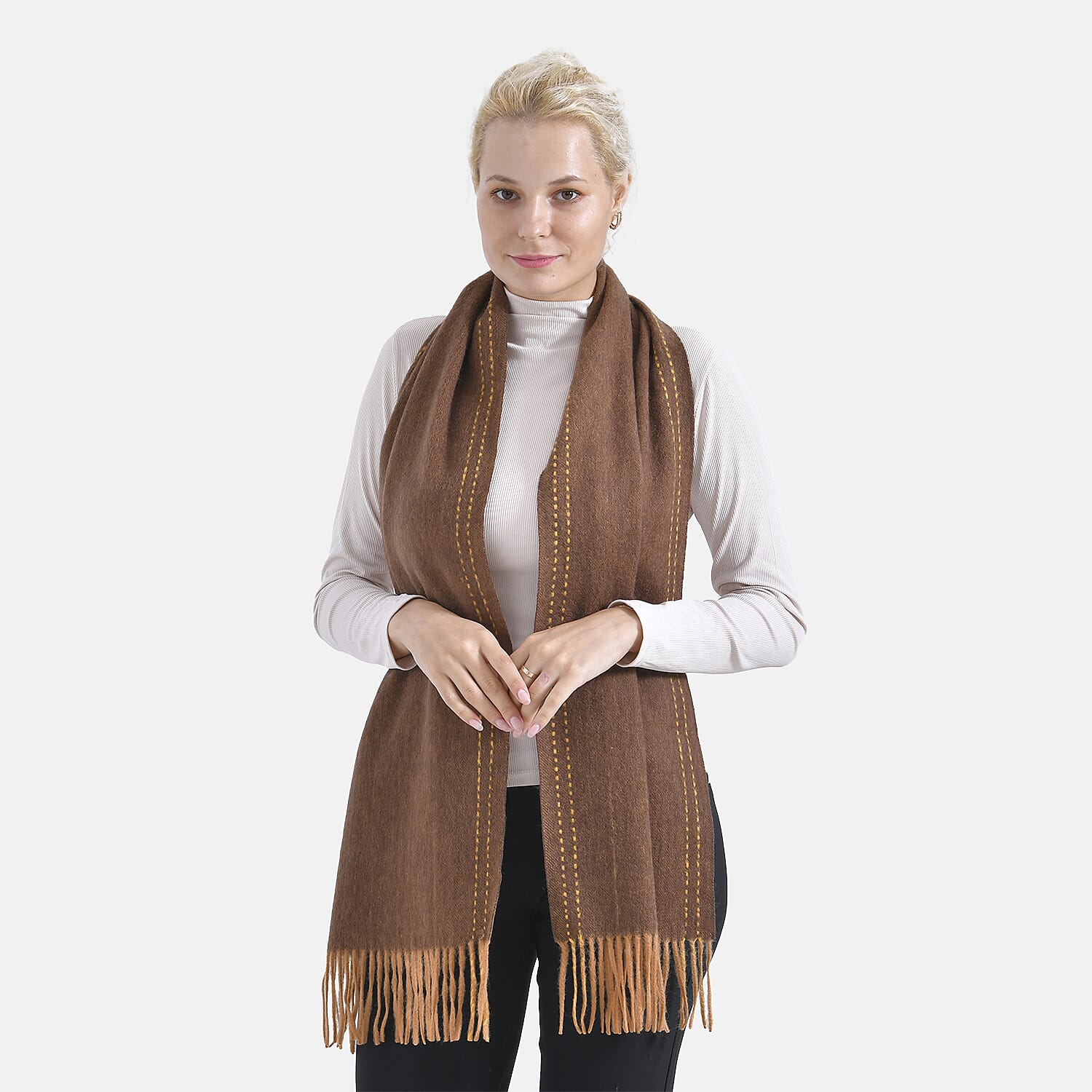 Stylish and Versatile Unisex 100% Wool Scarf - Brown 7853682 0