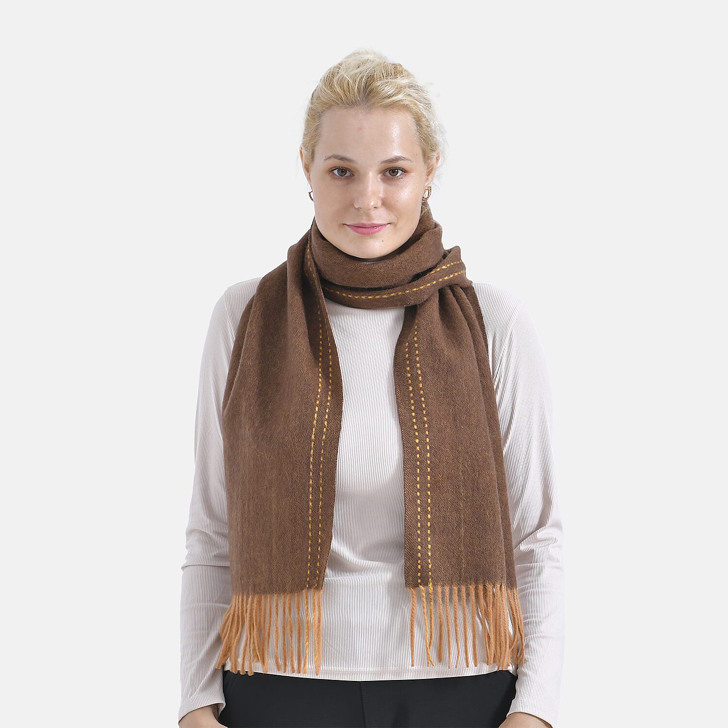 Stylish and Versatile Unisex 100% Wool Scarf - Brown 7853682 3