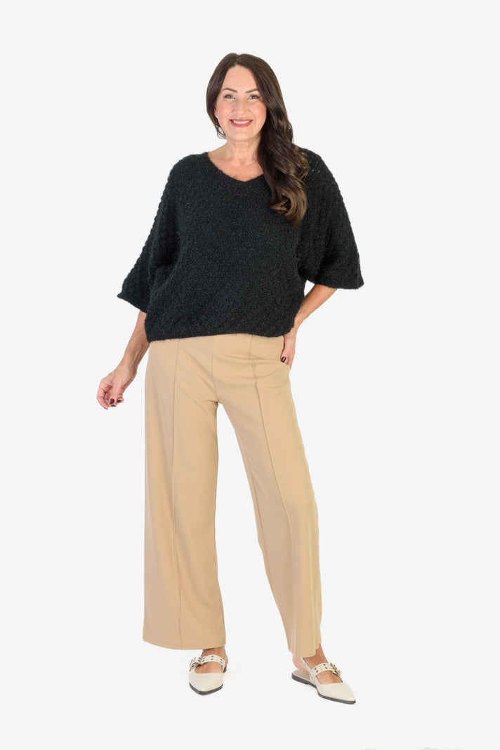 THE SHOWSTOPPER - Sugar Crisp Supersoft Crochet Knit Batwing Sleeve Jumper (One Size 8 TO 20) - Black 8289245 1