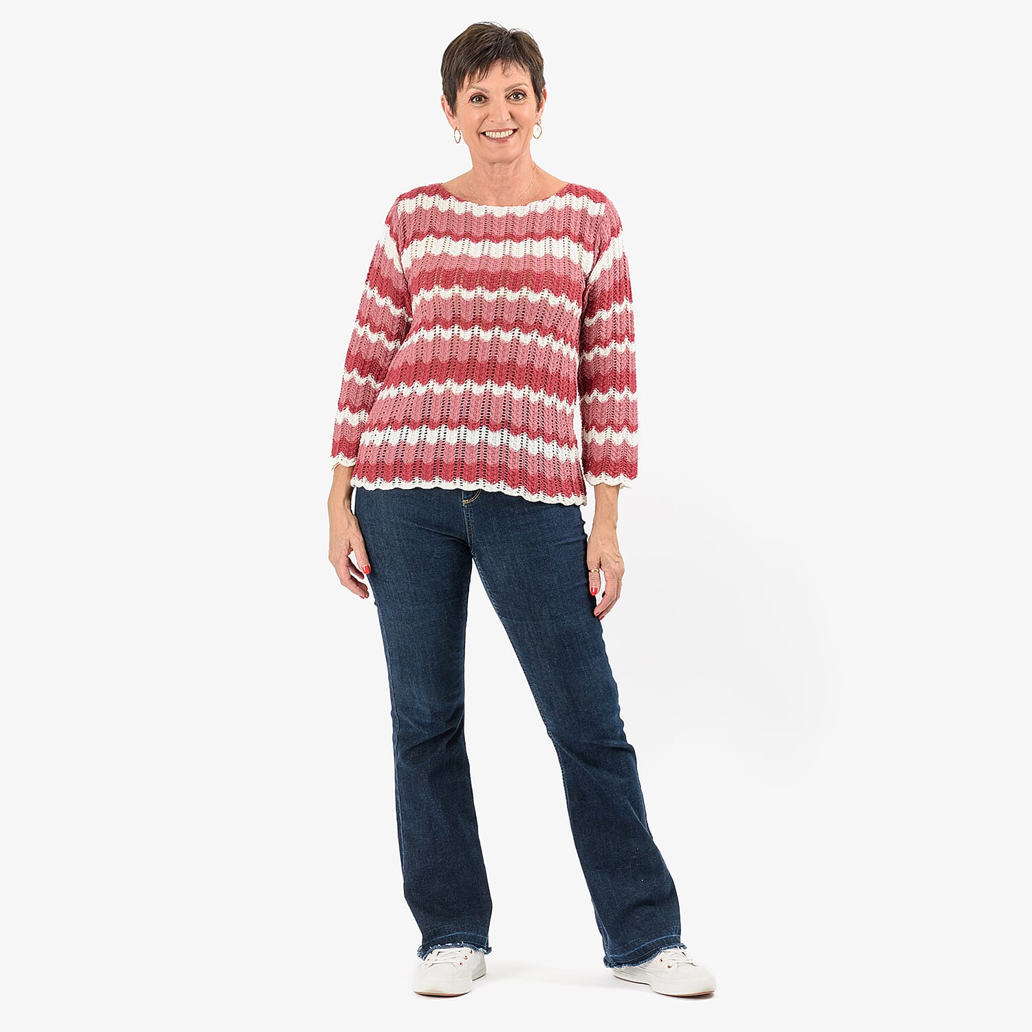 Sugar Crisp Chevronwave Stripe Textured Jumper 8198567 0