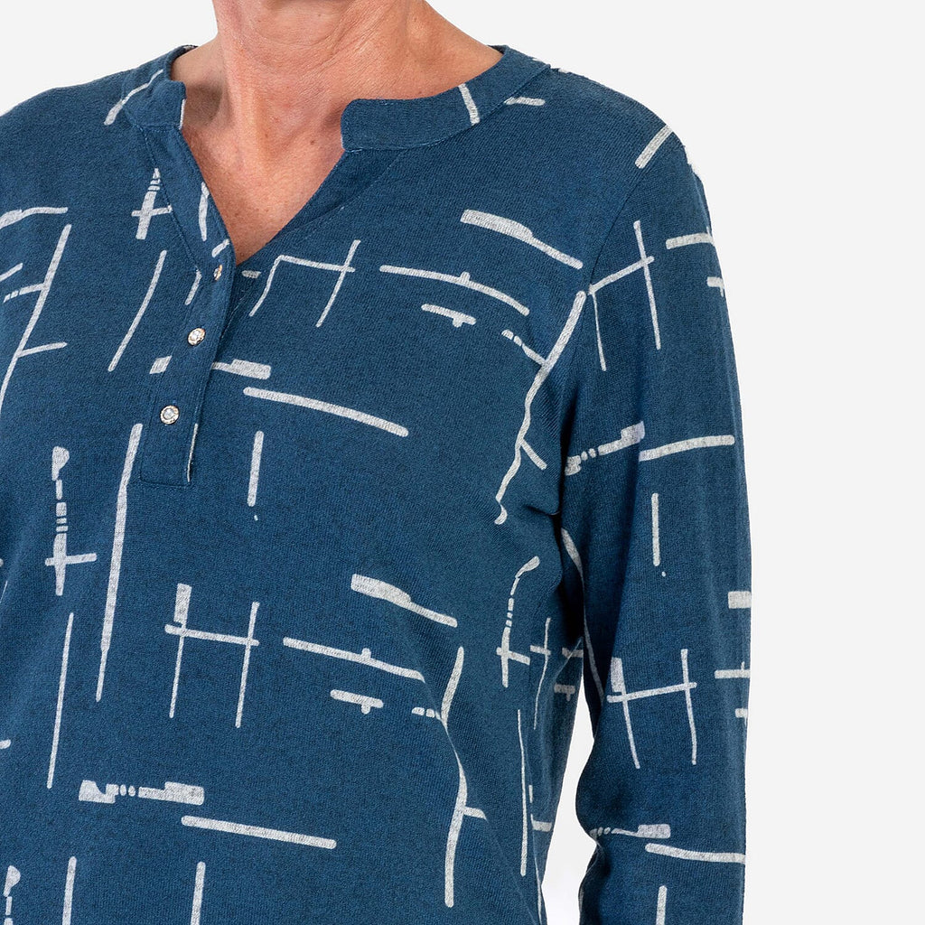 Sugar Crisp Granded Collar Blouse (Size 14-16) - Navy