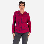 Sugar Crisp Granded Collar Blouse (Size L) - Wine