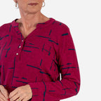 Sugar Crisp Granded Collar Blouse (Size L) - Wine