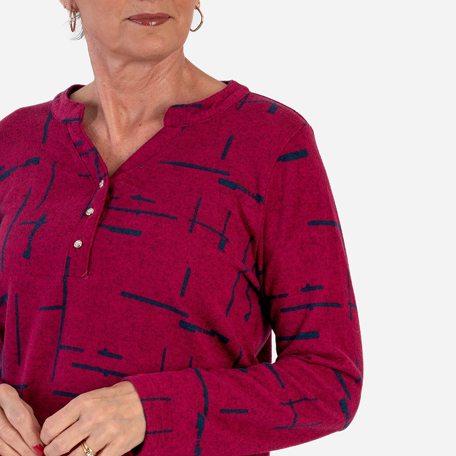 Sugar Crisp Granded Collar Blouse (Size L) - Wine 8289097 3