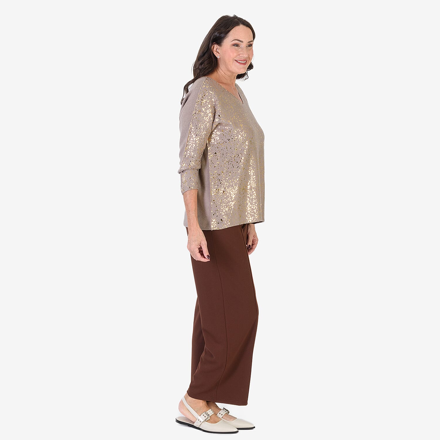 Sugar Crisp Foil Printed Embellished Jumper (One Size) - Mocha 8289258 2