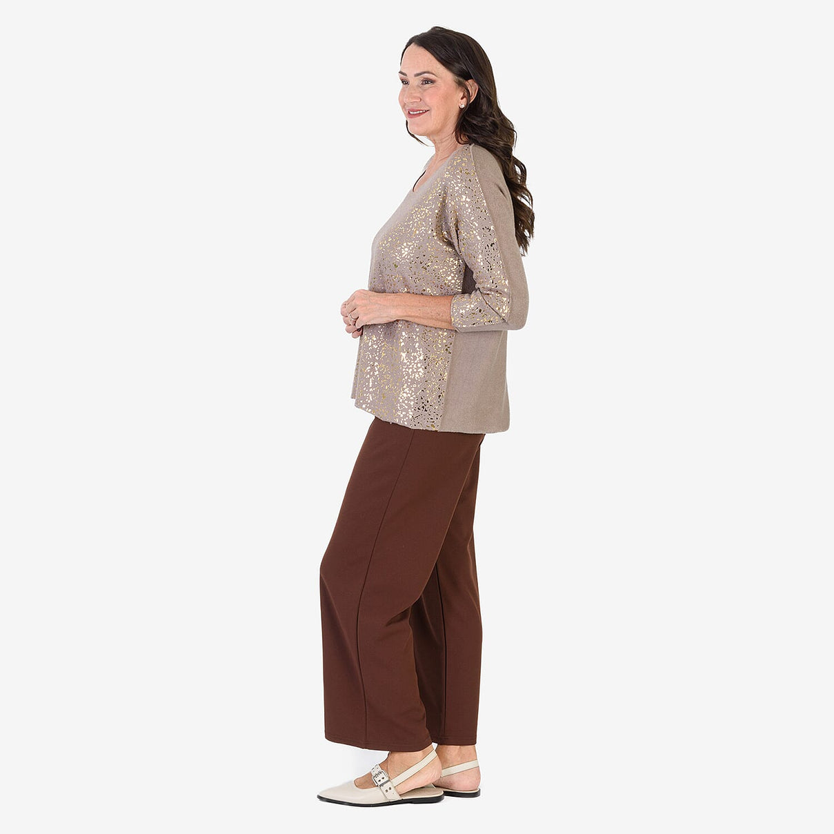 Sugar Crisp Foil Printed Embellished Jumper (One Size) - Mocha 8289258 3