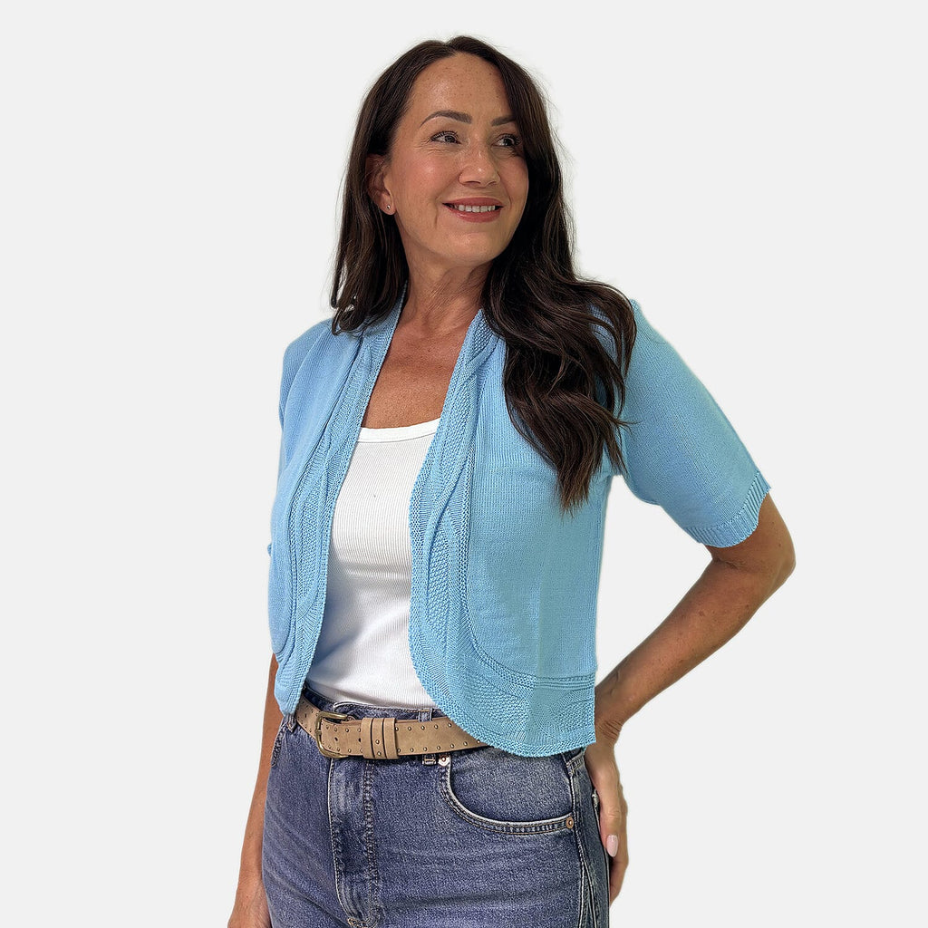 Sugar Crisp Acrylic Cardigan (Size - Large) - Sky Blue