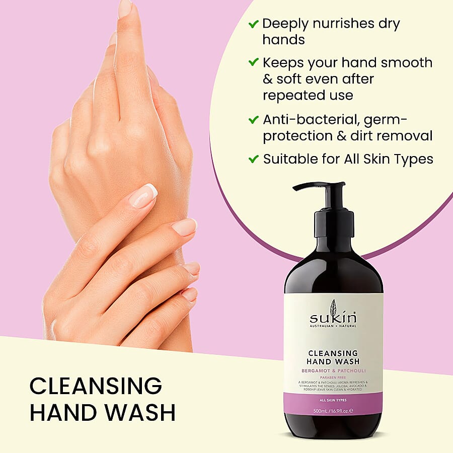 Sukin: Cleansing Hand Wash Bergamot &amp; Patchouli - 500ml 7072652 1