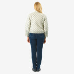 Sukriti 100% Cotton Hand Block Print Quilted Jacket (Size L) - White Base with Blue Details