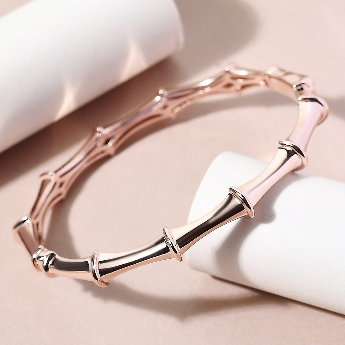 Sunday's Child Bamboo Inspired Bangle in Rose Gold Plated Sterling Silver Size 7.5 Silver Wt. 19.00 Gms 7540644 0