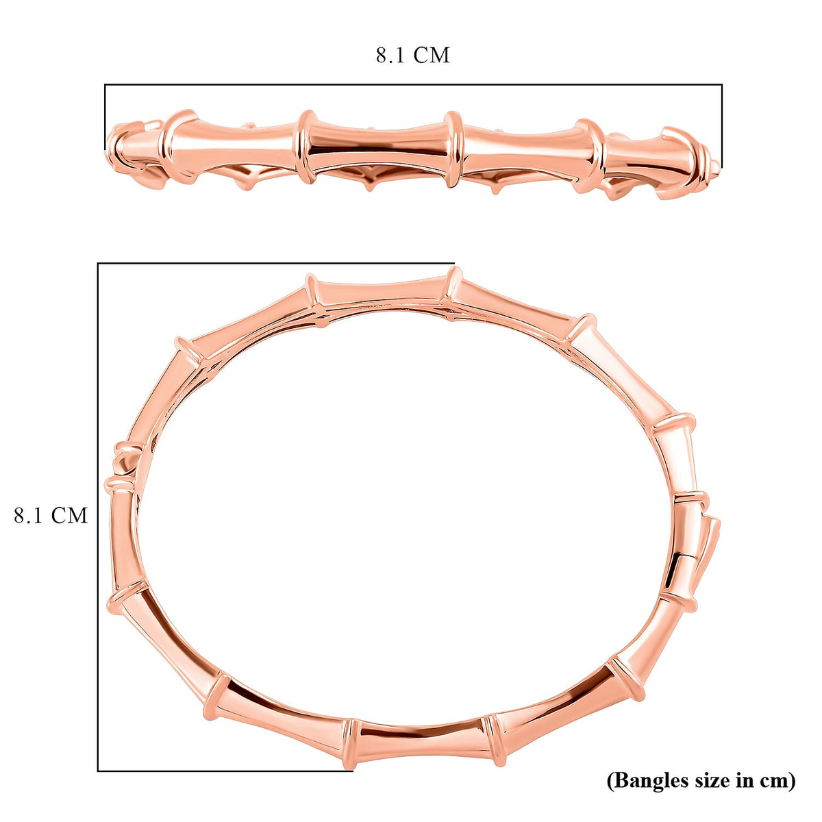 Sunday's Child Bamboo Inspired Bangle in Rose Gold Plated Sterling Silver Size 7.5 Silver Wt. 19.00 Gms 7540644 5