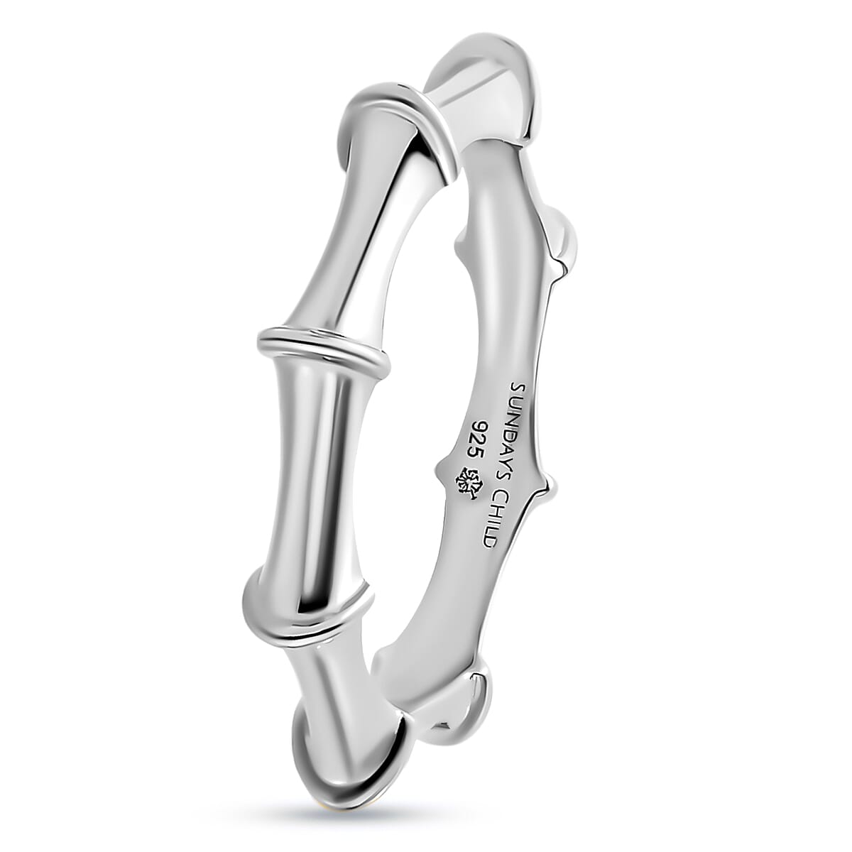 Sunday's Child Bamboo Inspired Ring in Platinum Plated Sterling Silver, Silver Wt. 2.45 gms 7529603 4