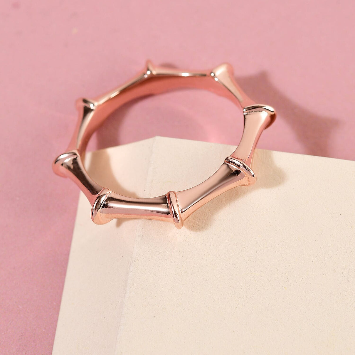 Sunday's Child Bamboo Inspired Ring in Rose Gold Plated Sterling Silver, Silver Wt. 2.45 gms 7529612 0