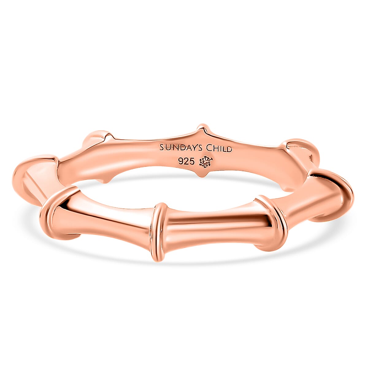 Sunday's Child Bamboo Inspired Ring in Rose Gold Plated Sterling Silver, Silver Wt. 2.45 gms 7529612 2