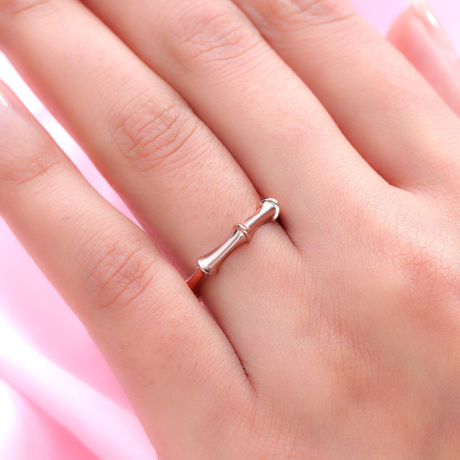 Sunday's Child Bamboo Inspired Ring in Rose Gold Plated Sterling Silver, Silver Wt. 2.45 gms 7529612 3