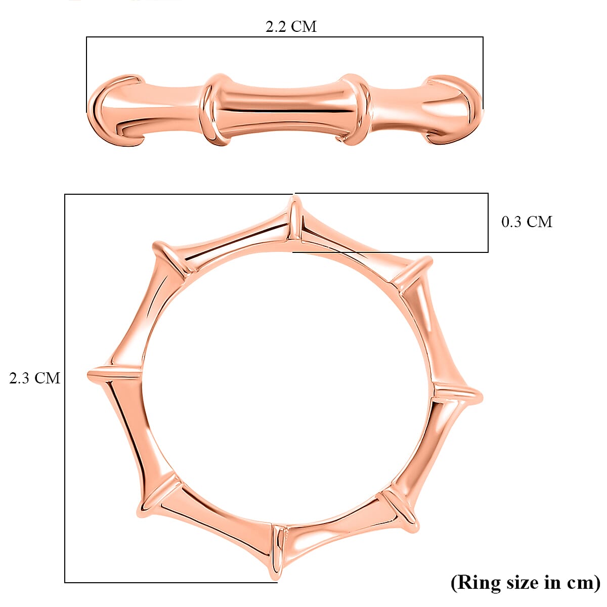 Sunday's Child Bamboo Inspired Ring in Rose Gold Plated Sterling Silver, Silver Wt. 2.45 gms 7529612 5