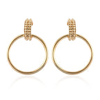 Sundays Child - Yellow Gold Overlay Sterling Silver Circle Earrings (with Push Back), Silver Wt. 8.00 Gms