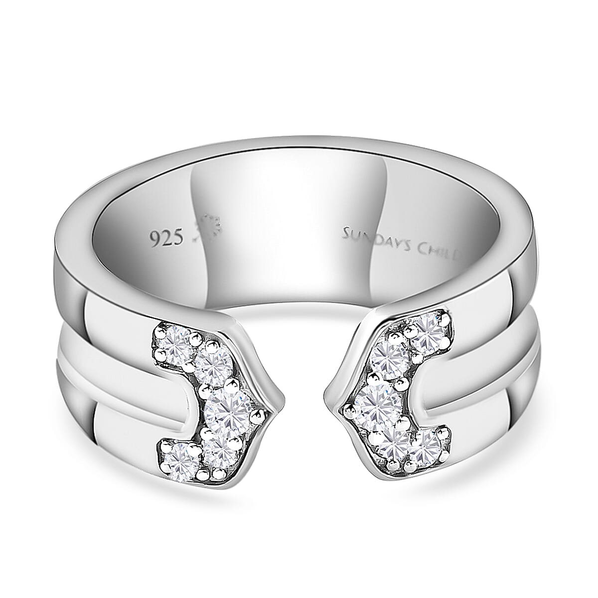 Sunday's Child Natural Cambodian Zircon Ring in Platinum Plated Sterling Silver, Silver Wt. 4.50 gms 6849374 2