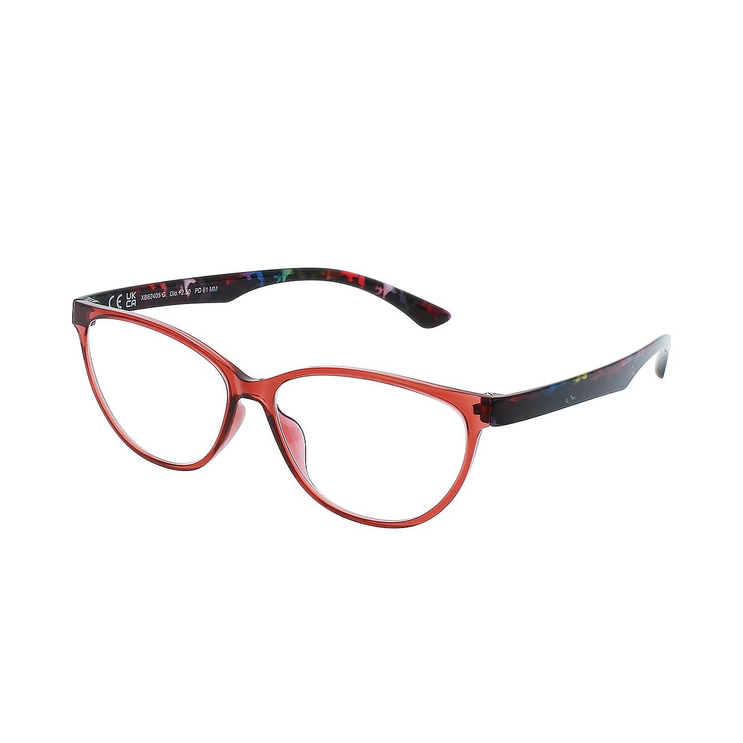 SWISS MADE Blue Light Reading Glass with UV 400 Protection- Transparent Red (Power_2) V32525113 0