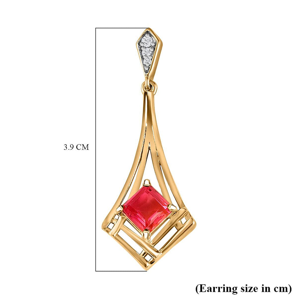 Sunset Quartz & Natural Zircon Dangle Earrings in 18K Vermeil YG Plated Sterling Silver 2.75 Ct